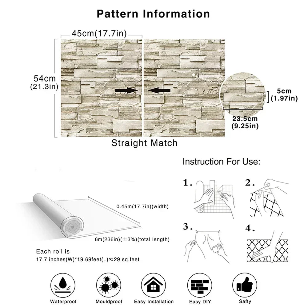 Faux Brick Peel & Stick Wallpaper
