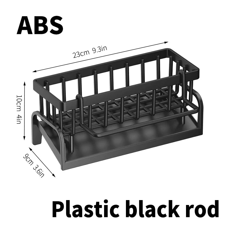 Black Kitchen Sink Sponge Holder & Drain Rack