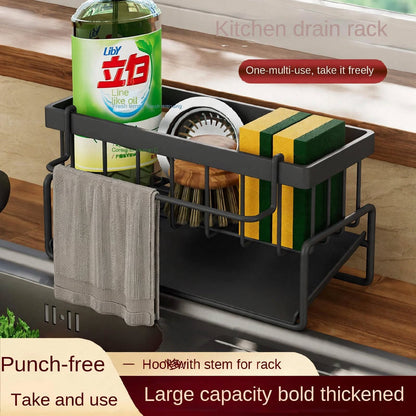 Black Kitchen Sink Sponge Holder & Drain Rack